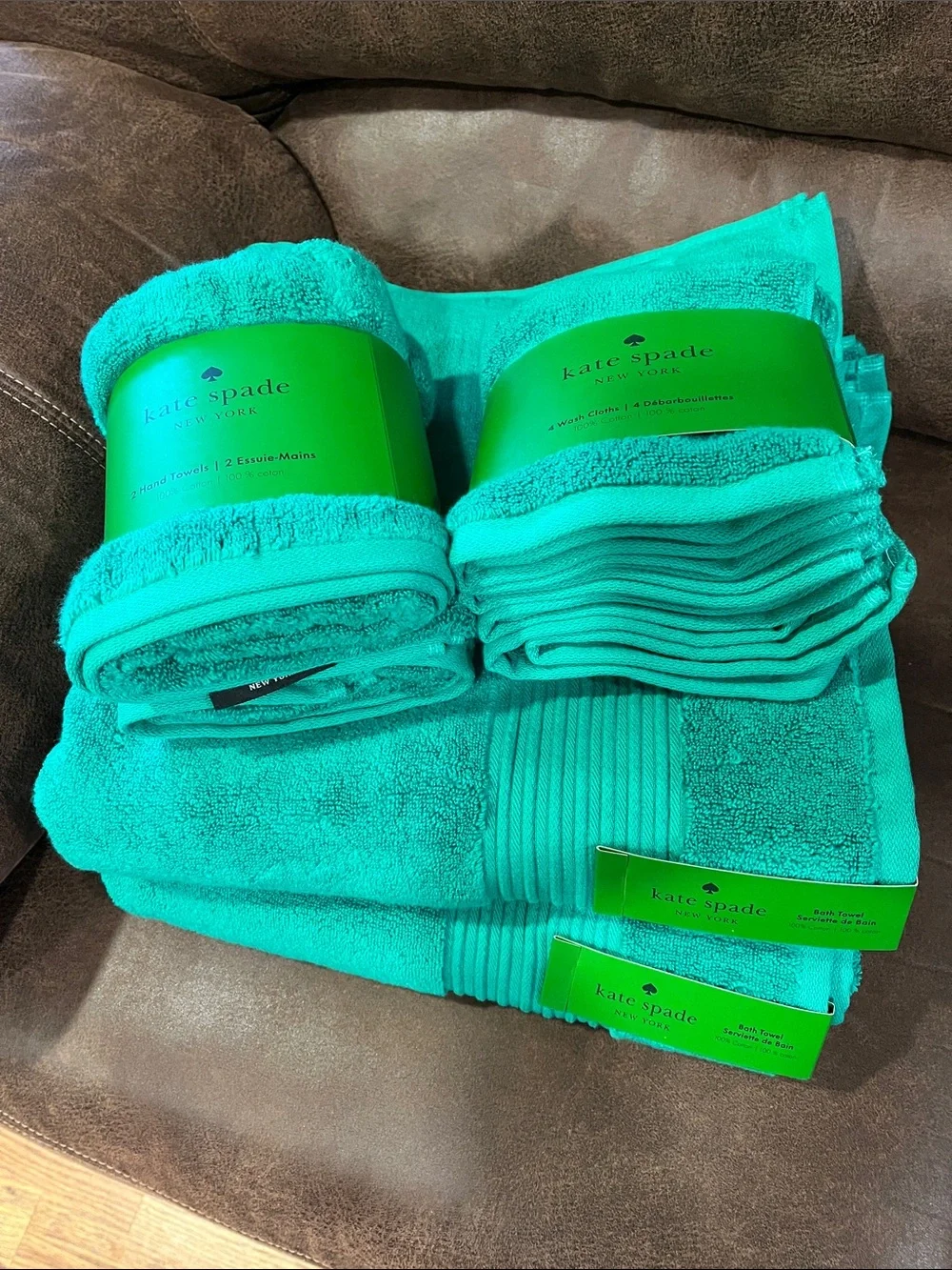 kate spade green towel set